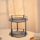 Maxbell Turntable Tray 2 Tier Rotating Condiments Organizer for Dining Table Cabinet Flower