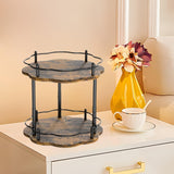 Maxbell Turntable Tray 2 Tier Rotating Condiments Organizer for Dining Table Cabinet Flower