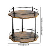 Maxbell Turntable Tray 2 Tier Rotating Condiments Organizer for Dining Table Cabinet Flower