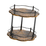Maxbell Turntable Tray 2 Tier Rotating Condiments Organizer for Dining Table Cabinet Flower