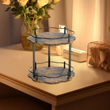 Maxbell Turntable Tray 2 Tier Rotating Condiments Organizer for Dining Table Cabinet Flower