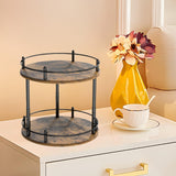 Maxbell Turntable Tray 2 Tier Rotating Condiments Organizer for Dining Table Cabinet Round
