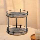 Maxbell Turntable Tray 2 Tier Rotating Condiments Organizer for Dining Table Cabinet Round