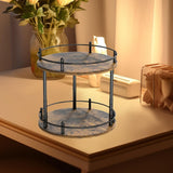 Maxbell Turntable Tray 2 Tier Rotating Condiments Organizer for Dining Table Cabinet Round
