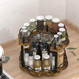 Maxbell Wood Turntable 2 Layer Rotating Bathroom Vanity Tray for Pantry Table Dining