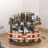 Maxbell Wood Turntable 2 Layer Rotating Bathroom Vanity Tray for Pantry Table Dining
