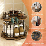 Maxbell Wood Turntable 2 Layer Rotating Bathroom Vanity Tray for Pantry Table Dining