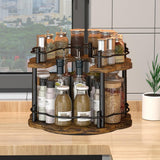 Maxbell Wood Turntable 2 Layer Rotating Bathroom Vanity Tray for Pantry Table Dining