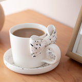 Maxbell Coffee Mug with Saucer with Tray Bow Knot Milk Mug for Dining Kitchen