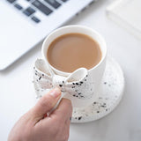 Maxbell Coffee Mug with Saucer with Tray Bow Knot Milk Mug for Dining Kitchen