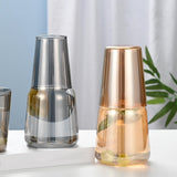 Maxbell Glass Cup Drinkware Transparent Drinking Portable Reusable Water Pitcher Set brown