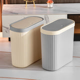 Maxbell Oval Trash Can Design with Lid Garbage Bin for Home Living Room Bedroom white S
