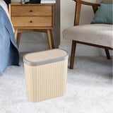 Maxbell Oval Trash Can Design with Lid Garbage Bin for Home Living Room Bedroom white S