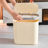 Maxbell Oval Trash Can Design with Lid Garbage Bin for Home Living Room Bedroom white S