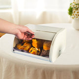Maxbell Bread Box Roll Top Rustic Bread Box Bin for Coffee Shop Farmhouse Countertop white