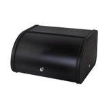 Maxbell Bread Box Roll Top Rustic Bread Box Bin for Coffee Shop Farmhouse Countertop black