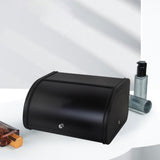 Maxbell Bread Box Roll Top Rustic Bread Box Bin for Coffee Shop Farmhouse Countertop black