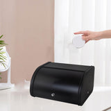 Maxbell Bread Box Roll Top Rustic Bread Box Bin for Coffee Shop Farmhouse Countertop black