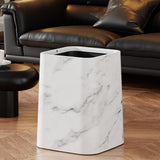 Maxbell Marble Waste Bin Reusable Paper Basket Trash Bin for Kitchen Bathroom Office White L