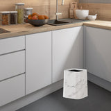 Maxbell Marble Waste Bin Reusable Paper Basket Trash Bin for Kitchen Bathroom Office White L