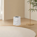 Maxbell Marble Waste Bin Reusable Paper Basket Trash Bin for Kitchen Bathroom Office White L