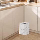 Maxbell Marble Waste Bin Reusable Paper Basket Trash Bin for Kitchen Bathroom Office White M