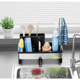 Maxbell Kitchen Sink Rack Tray Cleaning Supplies Organizer for Brush Scrubber Sponge black
