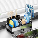 Maxbell Kitchen Sink Rack Tray Cleaning Supplies Organizer for Brush Scrubber Sponge black