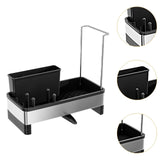Maxbell Kitchen Sink Rack Tray Cleaning Supplies Organizer for Brush Scrubber Sponge black
