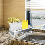 Maxbell Kitchen Sink Rack Tray Cleaning Supplies Organizer for Brush Scrubber Sponge white