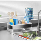 Maxbell Kitchen Sink Rack Tray Cleaning Supplies Organizer for Brush Scrubber Sponge white