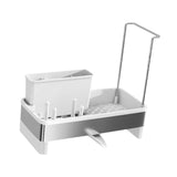 Maxbell Kitchen Sink Rack Tray Cleaning Supplies Organizer for Brush Scrubber Sponge white
