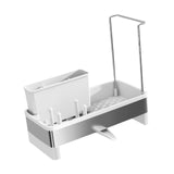 Maxbell Kitchen Sink Rack Tray Cleaning Supplies Organizer for Brush Scrubber Sponge white