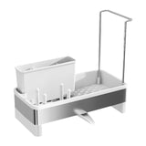 Maxbell Kitchen Sink Rack Tray Cleaning Supplies Organizer for Brush Scrubber Sponge white
