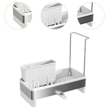 Maxbell Kitchen Sink Rack Tray Cleaning Supplies Organizer for Brush Scrubber Sponge white