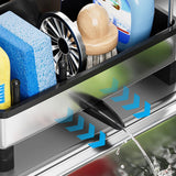 Maxbell Kitchen Sink Rack Tray Cleaning Supplies Organizer for Brush Scrubber Sponge white