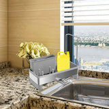 Maxbell Kitchen Sink Rack Tray Cleaning Supplies Organizer for Brush Scrubber Sponge grey