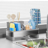 Maxbell Kitchen Sink Rack Tray Cleaning Supplies Organizer for Brush Scrubber Sponge grey
