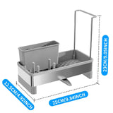 Maxbell Kitchen Sink Rack Tray Cleaning Supplies Organizer for Brush Scrubber Sponge grey