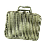 Maxbell Retro Imitation Rattan Suitcase Vintage Handwoven for Party Sundries Camping 30cm
