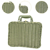 Maxbell Retro Imitation Rattan Suitcase Vintage Handwoven for Party Sundries Camping 30cm