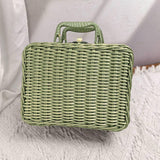 Maxbell Retro Imitation Rattan Suitcase Vintage Handwoven for Party Sundries Camping 35cm