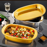 Maxbell Roasting Pan Thick Cookie Sheet Broiling Pan for Chicken Small Lobsters Meat 39x23x8.5cm