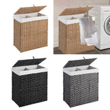 Maxbell Large Laundry Basket 2 Dividers Laundry Hamper for Living Room Dorm Bathroom Yellow