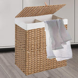 Maxbell Large Laundry Basket 2 Dividers Laundry Hamper for Living Room Dorm Bathroom Yellow