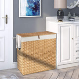 Maxbell Large Laundry Basket 2 Dividers Laundry Hamper for Living Room Dorm Bathroom Yellow
