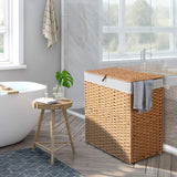 Maxbell Large Laundry Basket 2 Dividers Laundry Hamper for Living Room Dorm Bathroom Yellow