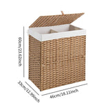 Maxbell Large Laundry Basket 2 Dividers Laundry Hamper for Living Room Dorm Bathroom Yellow