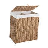 Maxbell Large Laundry Basket 2 Dividers Laundry Hamper for Living Room Dorm Bathroom Yellow