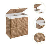 Maxbell Large Laundry Basket 2 Dividers Laundry Hamper for Living Room Dorm Bathroom Yellow